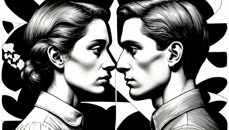 Черно-белая графика в стиле Маурица Эшера | Источник: Шедеврум