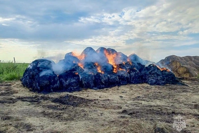 Молния в Зауралье подожгла склад сена