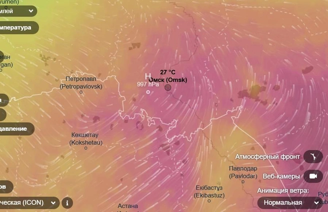 Так карта будет выглядеть 9 мая, в момент самого большого потепления за ближайшие дни  | Источник: ventusky.com