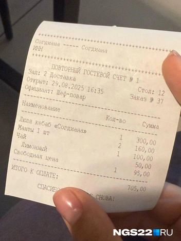 Вся еда обошлась мне в 705 рублей | Источник: Полина Шевчукова / NGS22.RU