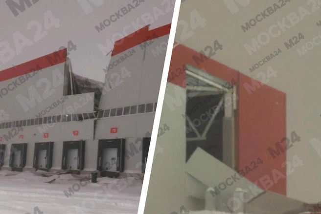 Крыша здания не выдержала под тяжестю снега | Источник: «Москва 24» / T.me