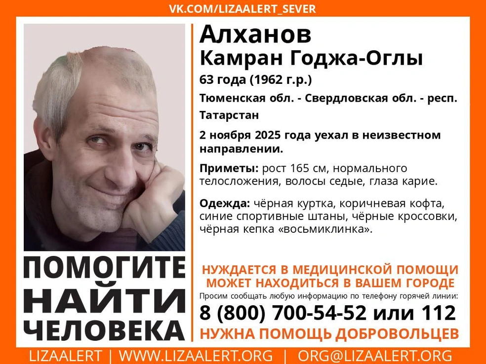 Источник: Поисковый отряд «ЛизаАлерт» Тюменской области / Vk.com