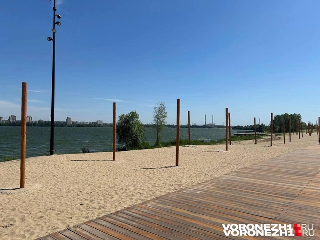 Сейчас на набережной остались только деревянные основания | Источник: Мария Мишукова / Voronezh1.ru