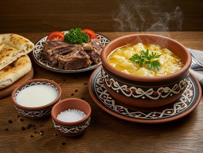 Фотография шурпы передает её согревающую атмосферу. Представьте, как она порадует вас своим вкусом. | Источник: Полина Авдошина / Городские медиа