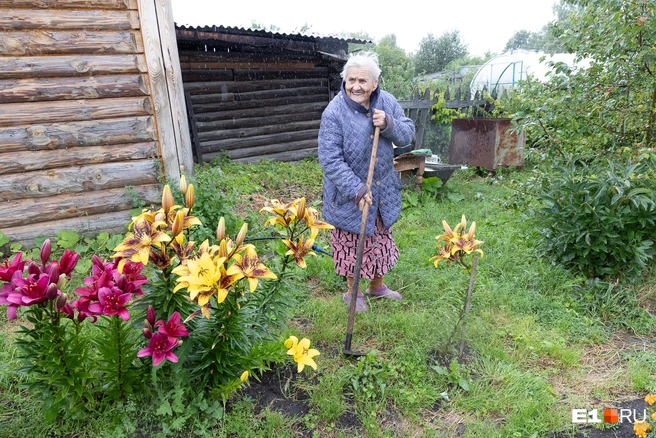 Раиса Алексеевна в своем огороде | Источник: Валерия Еленина / E1.RU