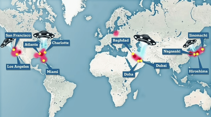 «Они прилетают в эти точки»: Пентагон опубликовал карту мира, на которой отмечены встречи с НЛО