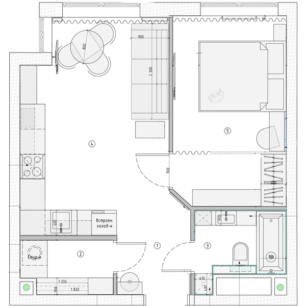 План квартиры 39 м² до и после. Проект Карины Алтуниной.
