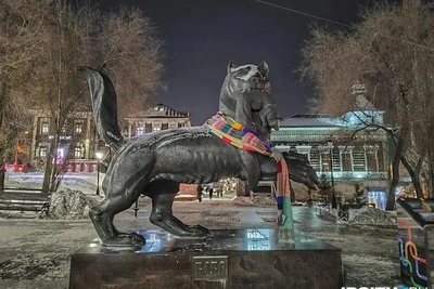 Рабочие сняли шарф с бабра в Иркутске без злого умысла