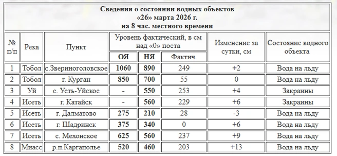 Уровень воды в Тоболе у Кургана составляет 55 сантиметров | Источник: kurganpogoda.ru