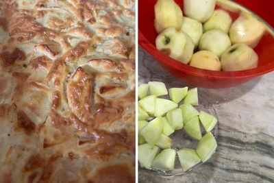 Apple charlotte with lemon zest