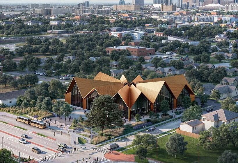 Дерево, стекло и двор в форме звезды: музей Джунитента от BIG в Техасе | Источник: @plo.mp