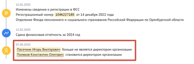Поляков назначен на пост 7 мая | Источник: Checko.ru