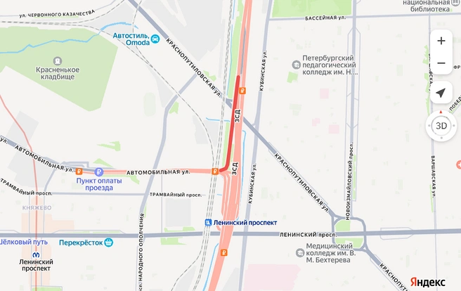 В выходные на ЗСД закроют съезд на Автомобильную улицу | Источник: пресс-служба «Магистрали северной столицы»