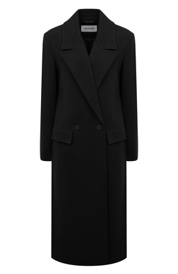 Женское черное шерстяное пальто TRUSSARDI