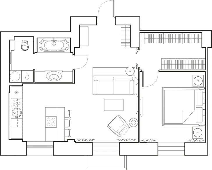 План квартиры 53,8 м², дизайнер Светлана Басаргина.