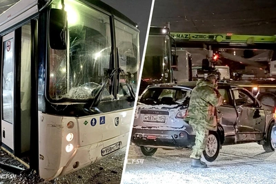 Кроссовер Nissan Qashqai столкнулся с автобусом в Новосибирске