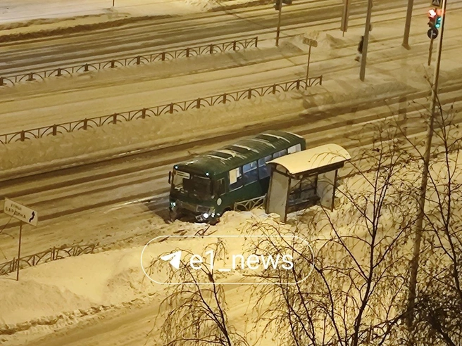 От мощного удара водителя и пассажиров спасли высокие сугробы | Источник: Денис Виглин, читатель E1.RU