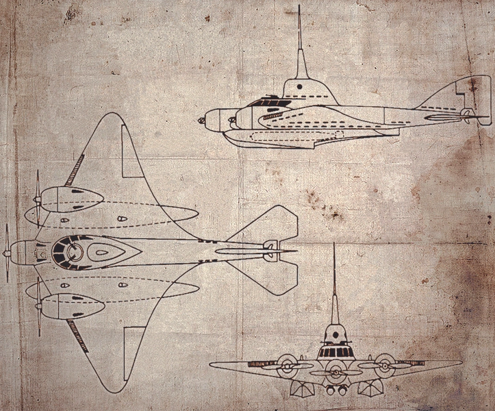 ЛПЛ-1 (летающая подводная лодка). Проект советского воентехника Ушакова, 1938 год