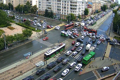 Коллапс на проспекте Ленина: гигантская пробка