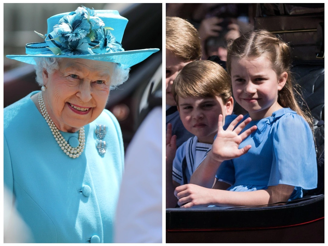 Елизавета II посещает церковь Святой Марии, Тополь-Тауэр-Хамлетс, Лондон, 15 июля 2017; принцесса Шарлотта с братьями во время парада в честь официального дня рождения Ее Величества, 2 июня 2022 | marieclaire.ru