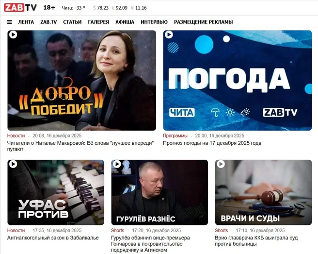 Сайт не обновлялся с 16 декабря | Источник: zab.tv