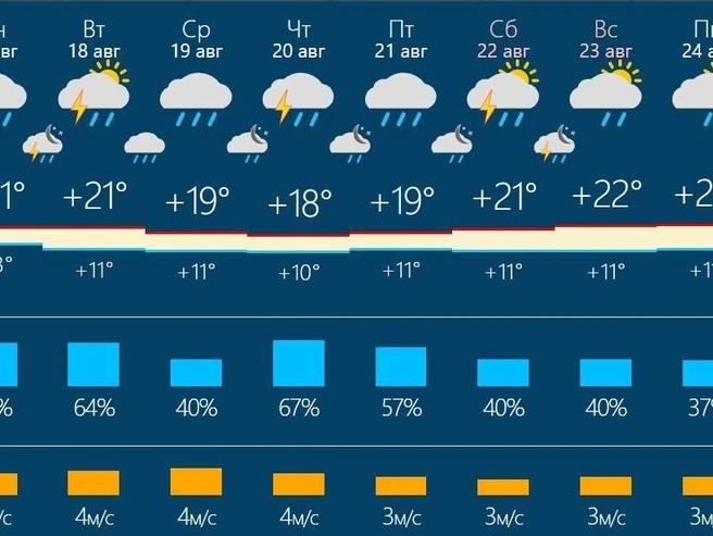 По ночам возможно похолодание до +10 градусов | Источник: rusmeteo.net