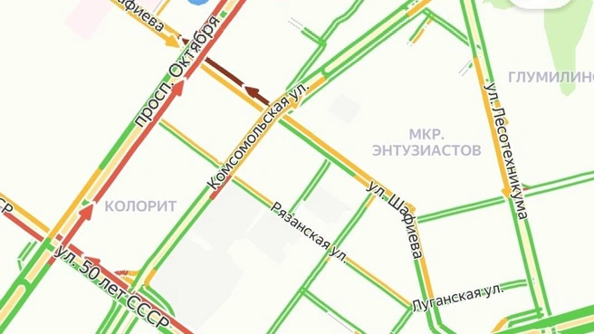 Проспект Октября | Источник: Яндекс.Пробки
