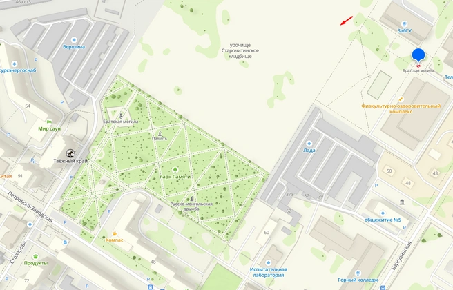 Примерное местоположение креста  | Источник: 2gis.ru