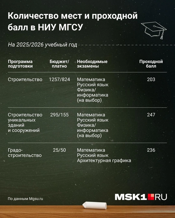 Собрали в инфографике данные о направлениях в НИУ МГСУ | Источник: Евгения Бикунова / Городские медиа