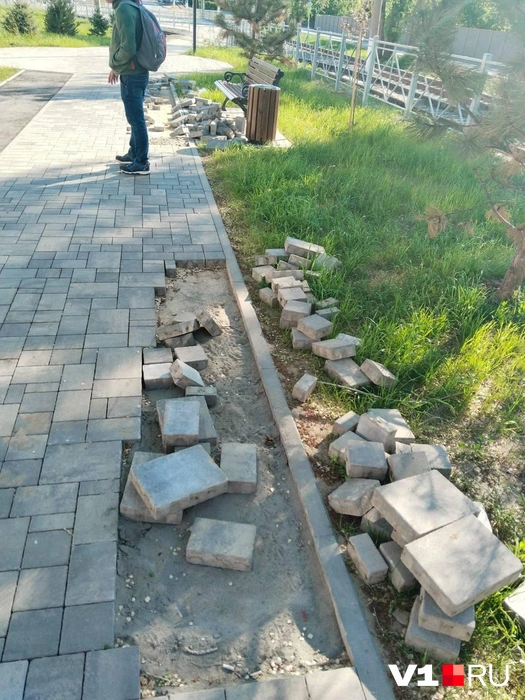 Зачем в сквере решили убрать тротуарную плитку, пока неизвестно | Источник: читатели V1.RU