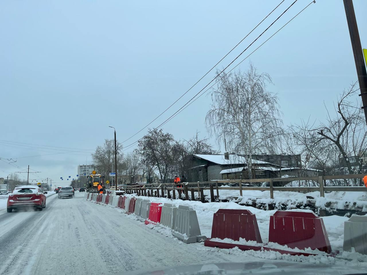 Проспект Победы перекопали для строительства метротрама