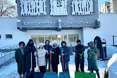 Библиотекари и студенты Благовещенска убирают снег