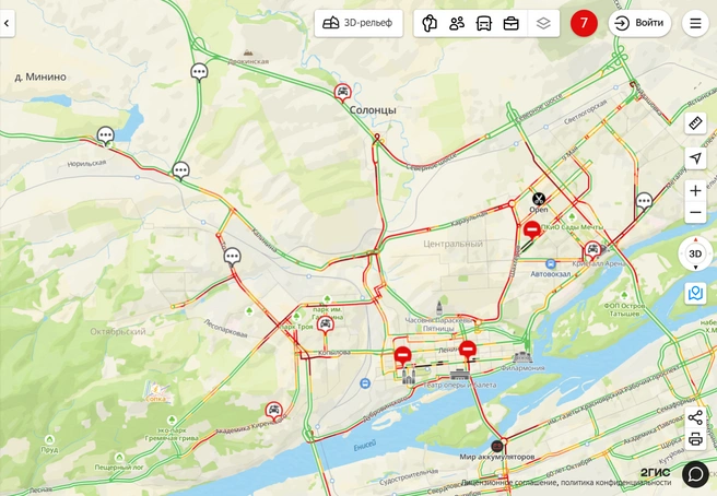 Красноярск горит красным | Источник: 2gis.ru