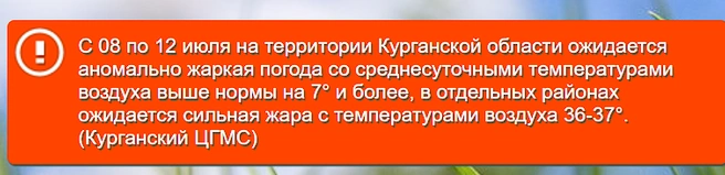 Курганские синоптики предупреждают об аномальной жаре | Источник: kurganpogoda.ru 