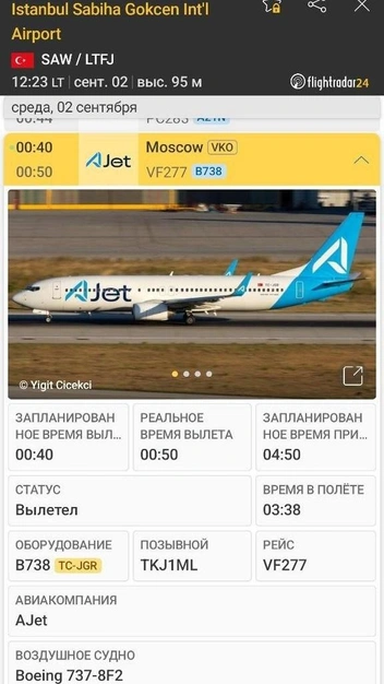Компания&nbsp;— конкурент Pegasus доставила пассажиров в Россию без задержек | Источник: Flightradar