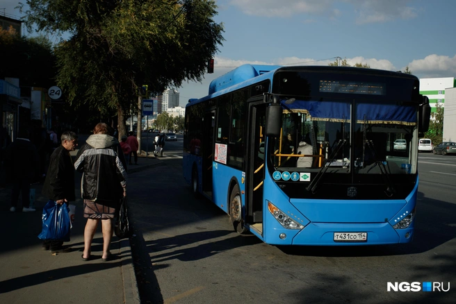 Чтобы сесть в автобус № 220, пассажиры заранее выстраиваются в очередь | Источник: Андрей Бортко / NGS.RU