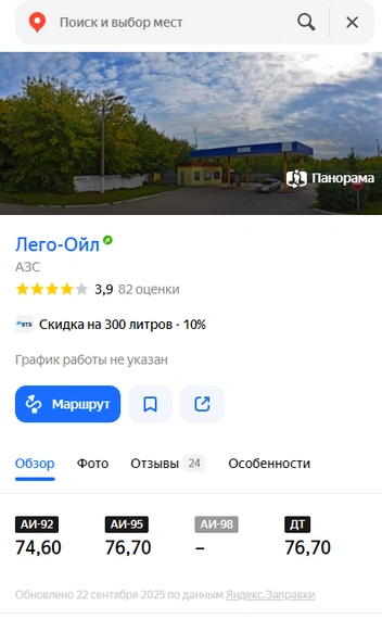 Здесь цены чуть ниже, но фактически киреевчане остались без бензина | Источник: yandex.ru/maps