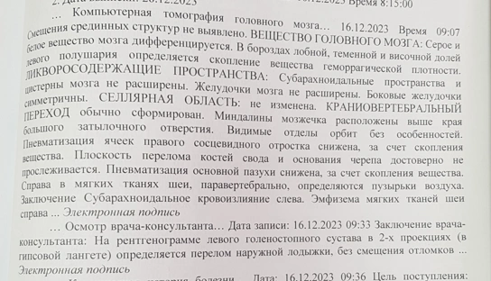 На первых осмотрах врачи не выявили перелома черепа | Источник: предоставлено Людмилой Плесовских