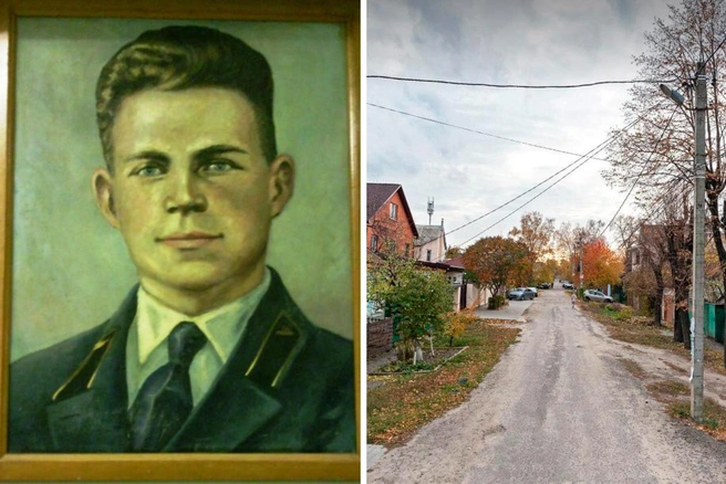 Василий Богачев и улица в Воронеже, названная его именем | Источник: Интернет-портал «Герои страны» /warheroes.ru; Яндекс Карты / yandex.ru/maps