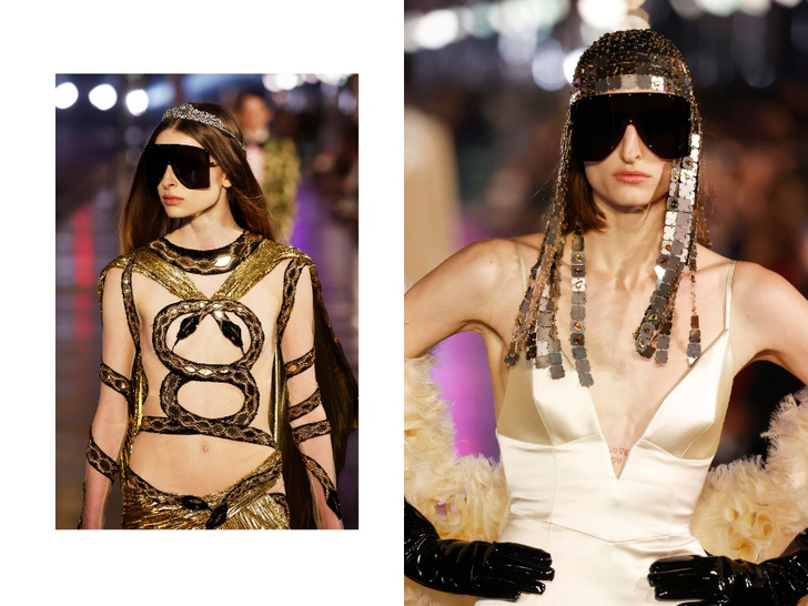 Новые сумки Jackie, огромные очки, шапки-маски и другие необычные аксессуары на показе Gucci Love Parade