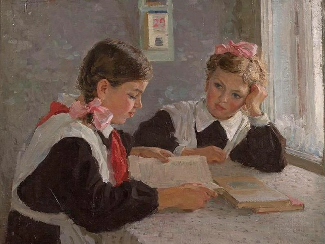 «Домашнее задание», художник Владимир Серов, 1956 год. | Источник: flickr.com