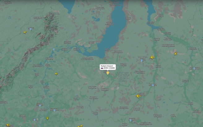 В небе над Надымом нет самолетов | Источник: Flightradar24