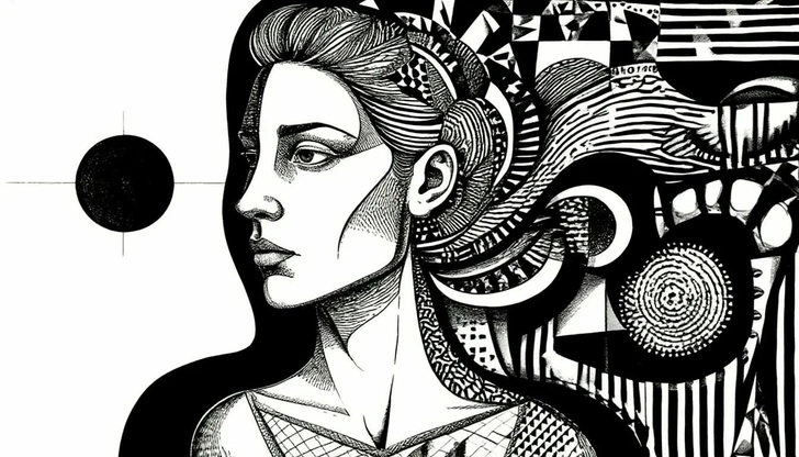 Стилизация под черно-белый графический кубизм | Источник: Шедеврум