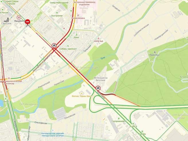 Улица отмечена красным цветом на карте | Источник: 2ГИС