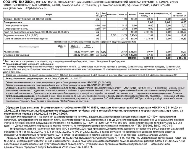 Такие расчетки получили жители домов, которые обслуживала «УК-2» | Источник: читатель TOLYATTY.ru