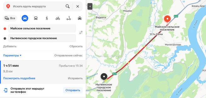 В четверг на ремонтируемом участке возникла 2-часовая пробка на 10 километров | Источник: «Яндекс Карты»