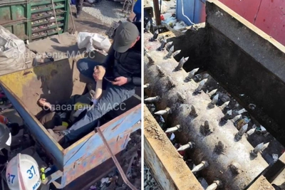 Спасение рабочего из шредера на Гусинобродском полигоне