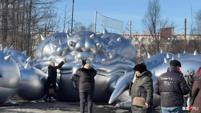 Вот такой краб появился в городе, с ним уже активно фотографируются мурманчане | Источник: Александра Балаба