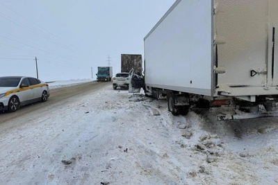 Two trucks and car collide near Ryazan, one driver injured