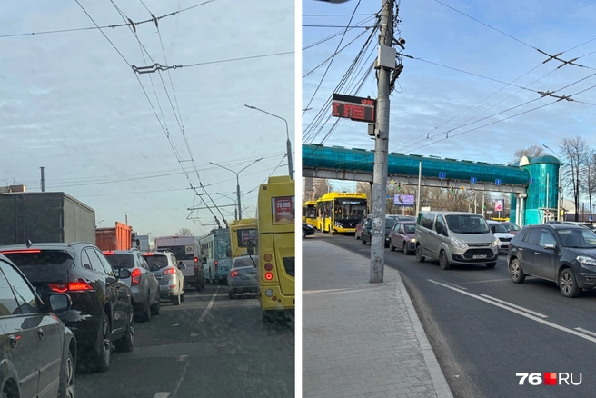 В Ярославле собралась пробка на Московском проспекте | Источник: читатель 76.RU